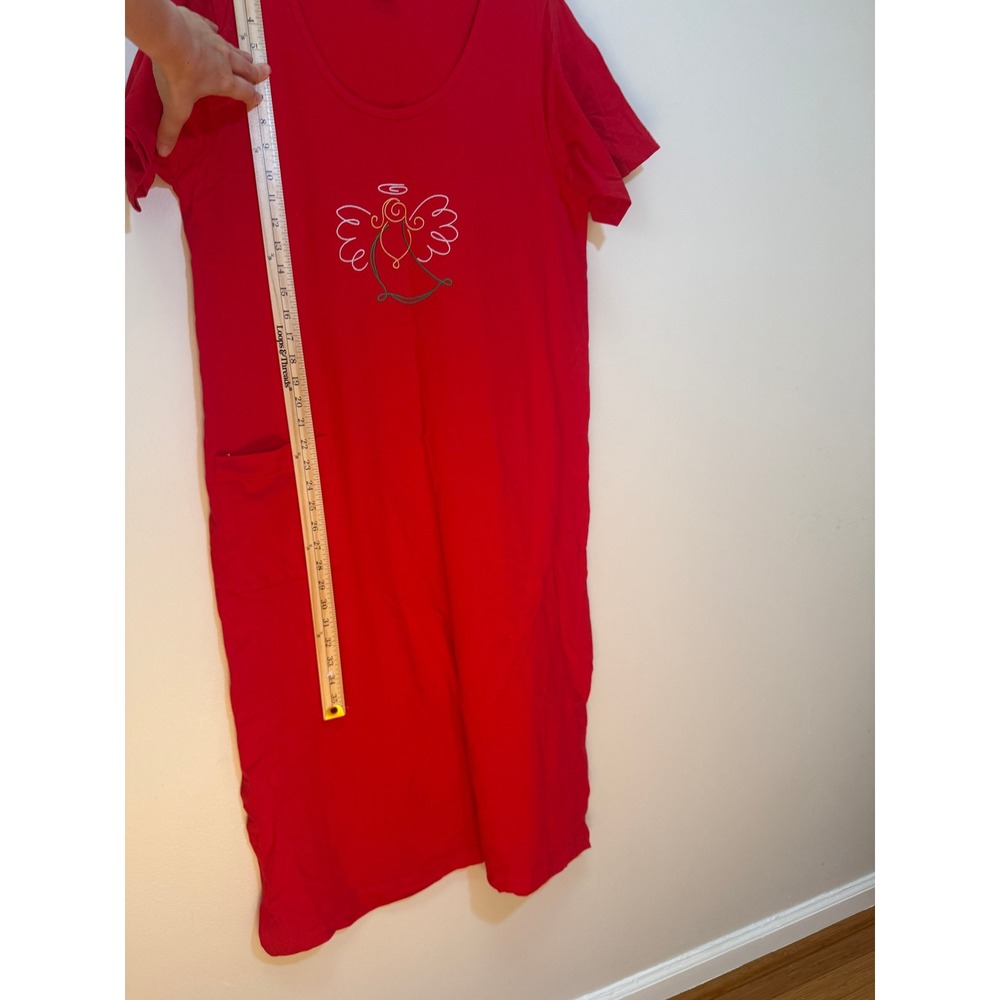 Vintage Casual Expressions Nightgown Women One Size Red Angel Embroidered Cotton - Picture 7 of 7